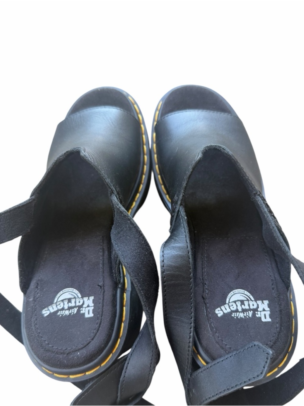 Dr. Martens Millee Chunky Leather Heels Open Toe Sandals Black Platform Women’s - Picture 13 of 16